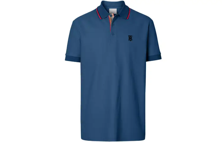 Burberry Polo Shirts Men's Blue Polo Collar Moderate Straight Fit