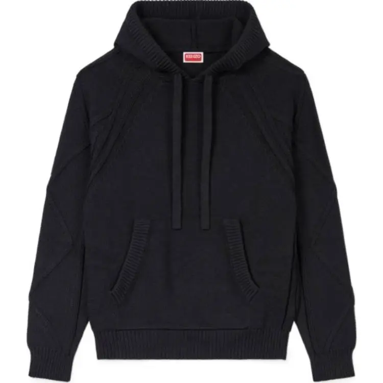 KENZO Hand Embroidered Cable Knitted Hoodie