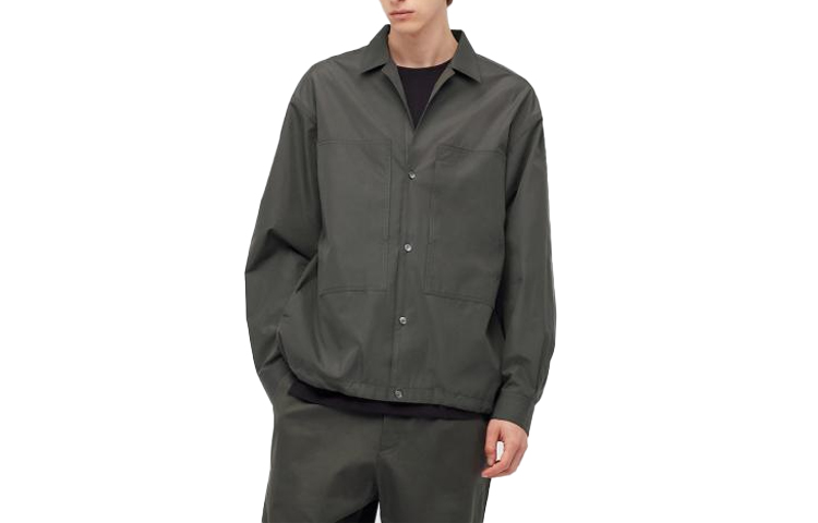 UNIQLO Uniqlo FW20 Jil Sander cooperation series joint model solid color double pocket loose long-sleeved shirt men's style