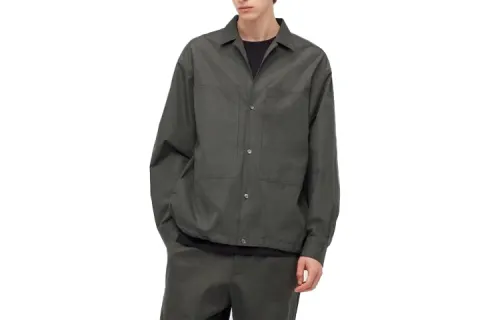 UNIQLO Uniqlo FW20 Jil Sander cooperation series joint model solid color double pocket loose long-sleeved shirt men's style