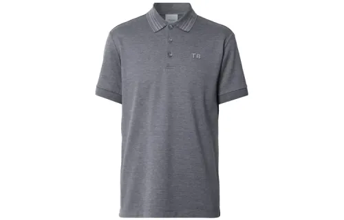Burberry Polo Shirts Men's Dark Heather Gray Polo Collar Moderate Straight Fit