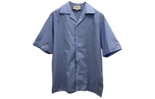 GUCCI Shirts Men's Blue Cuban Collar Moderate Other
