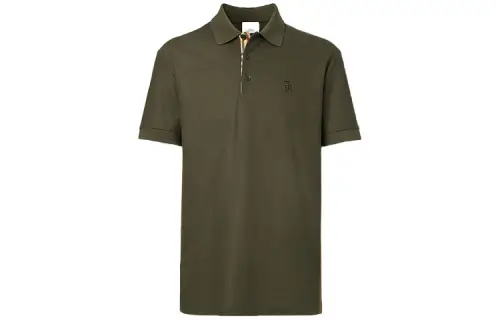 Burberry Polo Shirts Men's Dark Olive Polo Collar Moderate Straight Fit