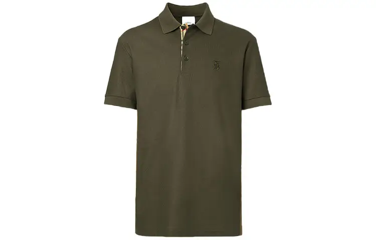 Burberry Polo Shirts Men's Dark Olive Polo Collar Moderate Straight Fit