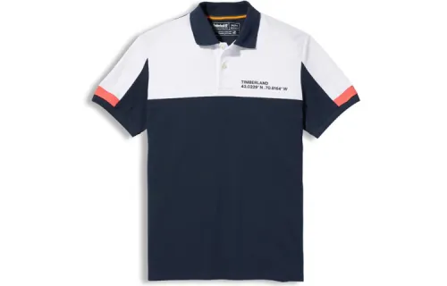 Timberland Polo Shirts Men's White Polo Collar Moderate Straight Fit