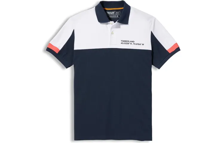 Timberland Polo Shirts Men's White Polo Collar Moderate Straight Fit