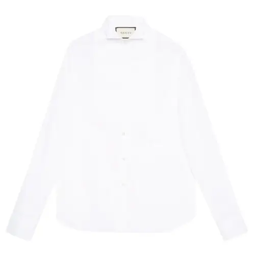 bib-collar cotton shirt