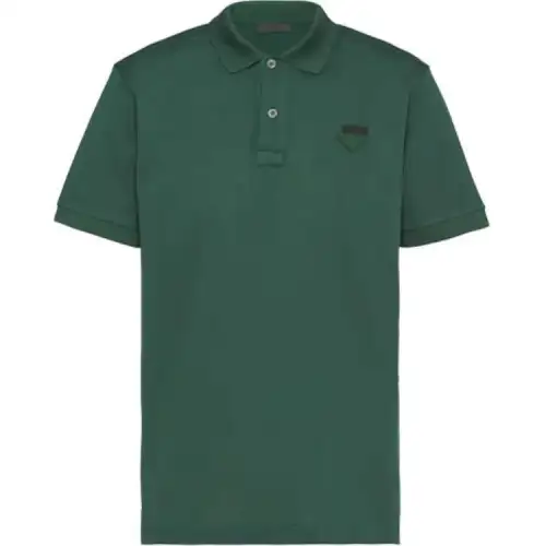 PRADA Polo Shirts Men's Green Polo Collar Moderate
