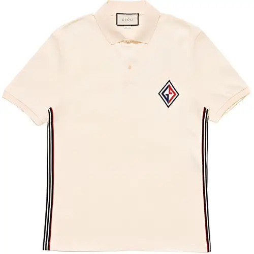 GUCCI Polo Shirts Men's White Polo Collar Moderate Straight Fit