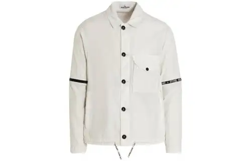 STONE ISLAND Shirts Men's White Lapel Moderate Other