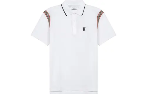 Burberry Polo Shirts Men's White Polo Collar Moderate Straight Fit
