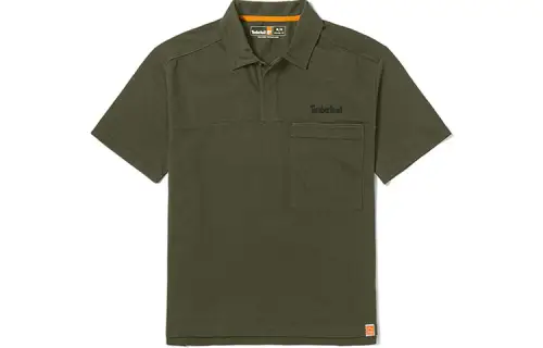 Timberland Polo Shirts Men's Army Green Polo Collar Moderate Straight Fit