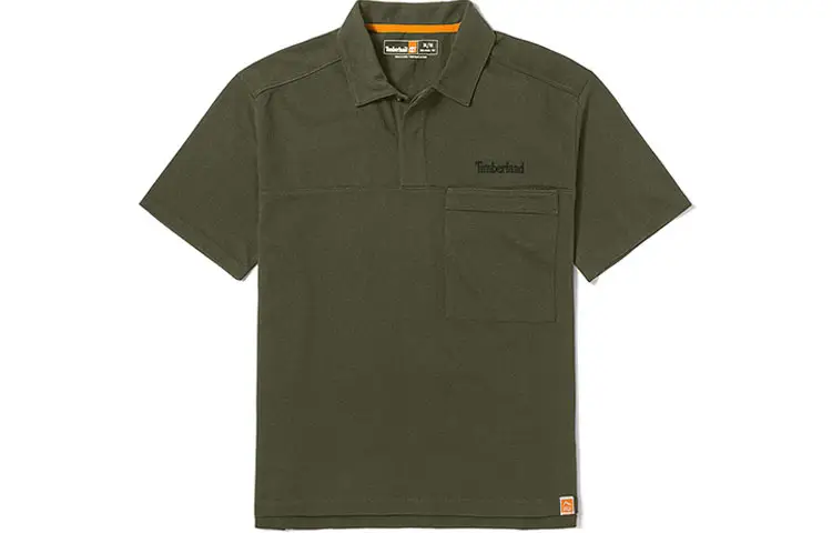 Timberland Polo Shirts Men's Army Green Polo Collar Moderate Straight Fit