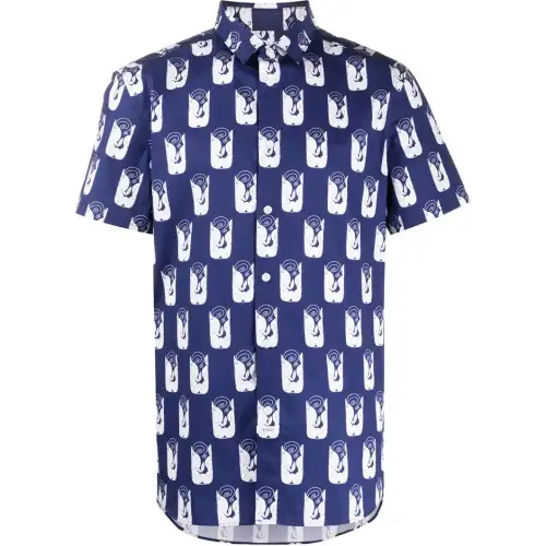 KENZO Shirts Men's Blue Lapel Moderate Shirt
