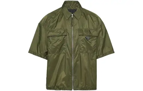PRADA Short Sleeve Light Re Nylon Shirt Men's Green