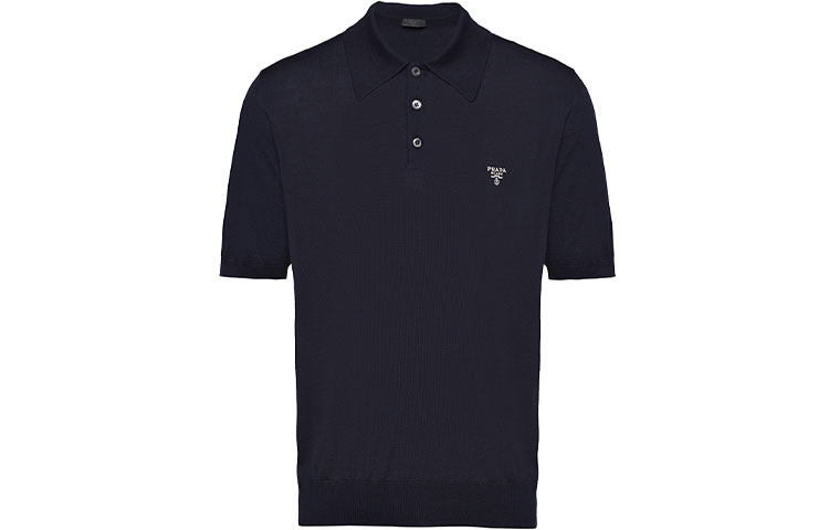 Prada logo-embroidered wool polo shirt