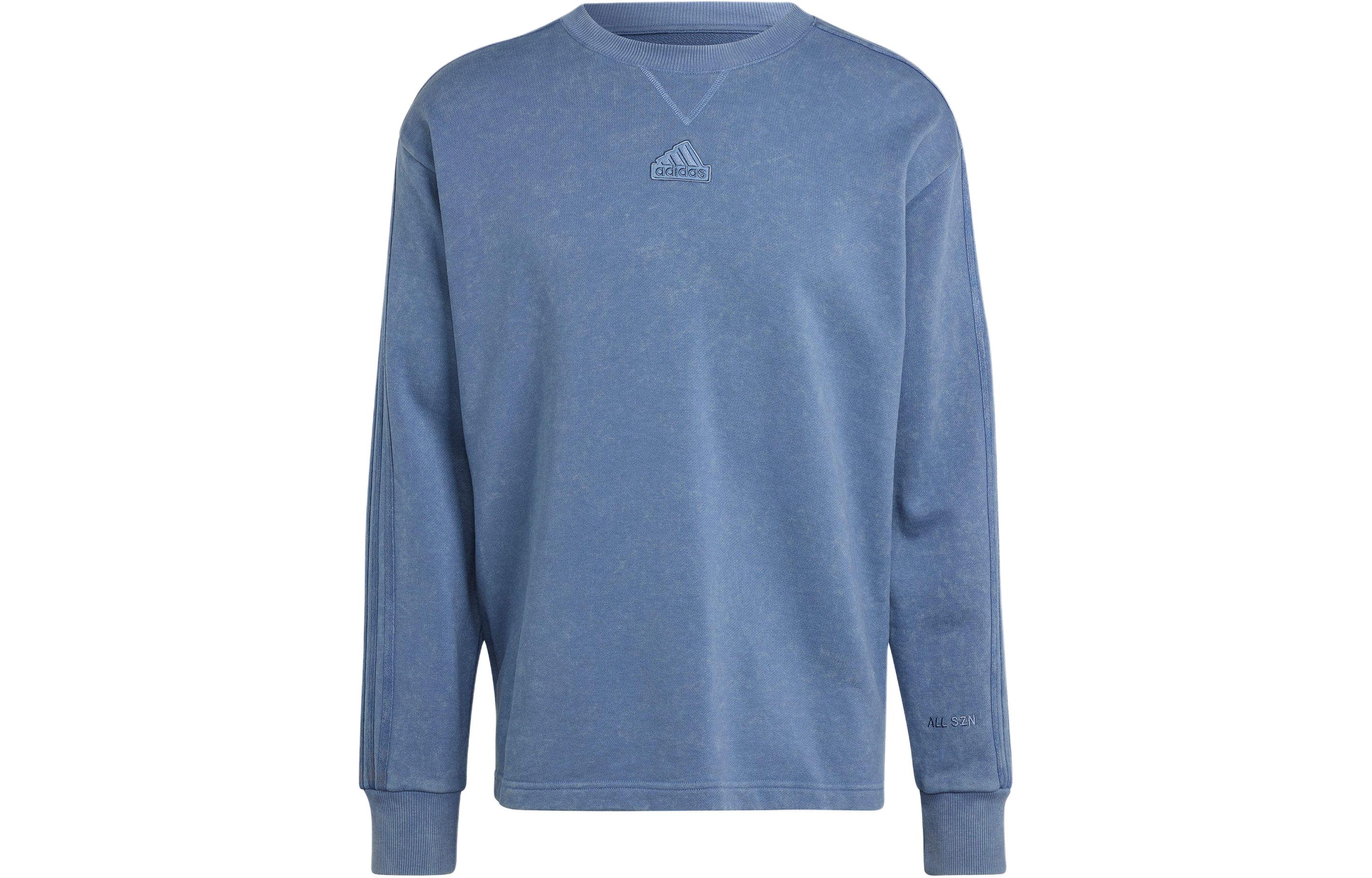 Adidas All Szn French Terry 3 Stripes Garment Wash Crew Sweatshirt