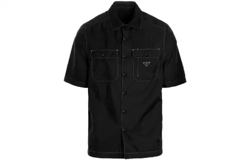 PRADA Shirts Men's Black Lapel Moderate Shirt