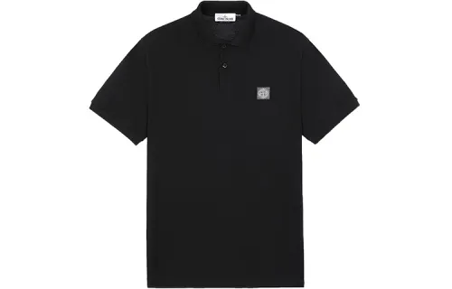 STONE ISLAND Polo Shirts Men's Ink Black Polo Collar Moderate Straight Fit