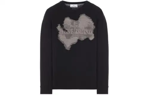 STONE ISLAND 2rle7 Printed Cotton Jersey With 'Camo Three' Embroidery Sweatshirt Men's Black