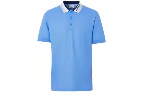 Burberry Polo Shirts Men's Blue Polo Collar Moderate Straight Fit