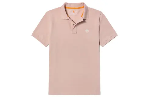 Timberland Polo Shirts Men's Light Pink Polo Collar Moderate Straight Fit