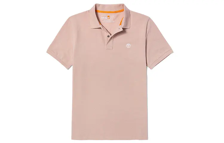 Timberland Polo Shirts Men's Light Pink Polo Collar Moderate Straight Fit