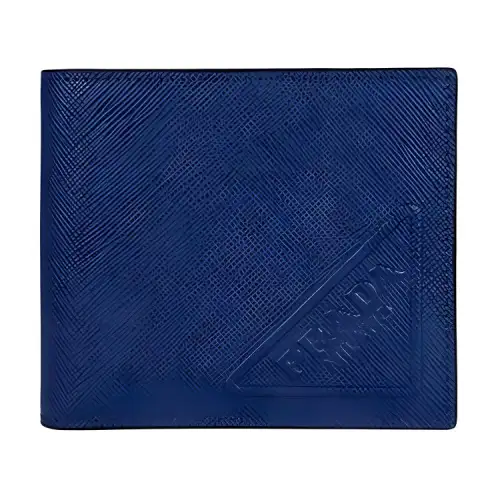 PRADA Cow Leather Card Holder, Wallet Small Men's Blue