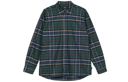 Stussy Shirts Men's Green Square Collar Moderate Other