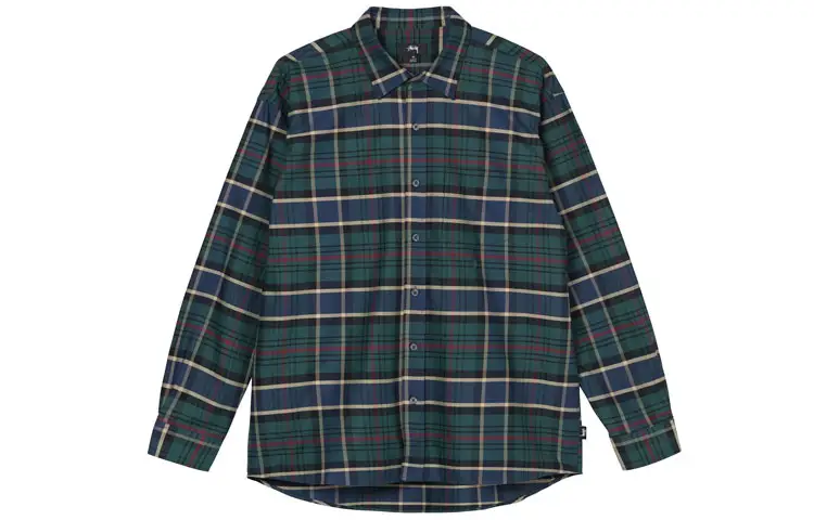 Stussy Shirts Men's Green Square Collar Moderate Other