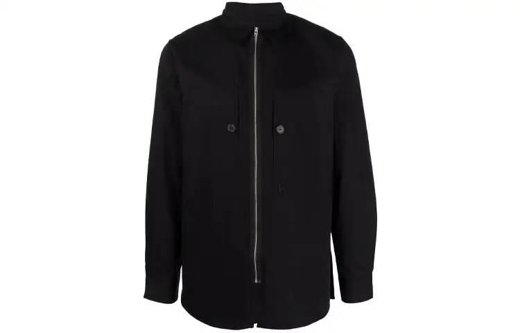 KENZO Shirts Men's Black Square Collar Moderate Shirt