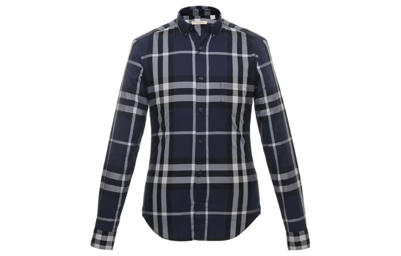 Burberry Shirts Men's Dark Blue Moderate Shirt