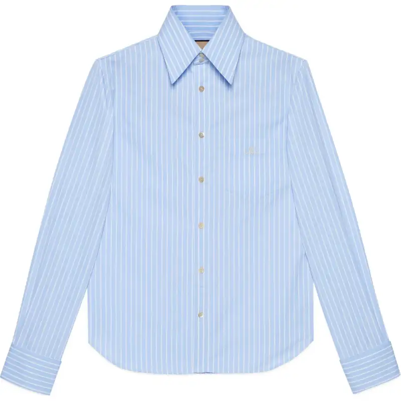 【Previous Season】logo-embroidered striped shirt