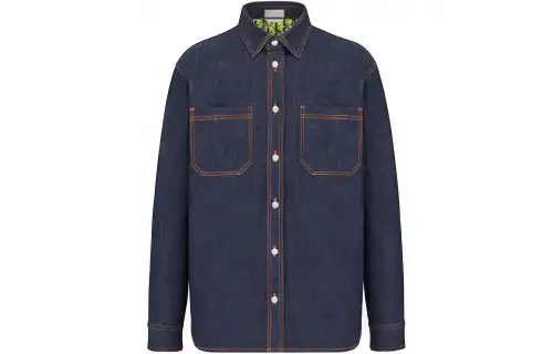 DIOR Quarterly New Products Shirts Men's Blue Pointed Collar Moderate Denim