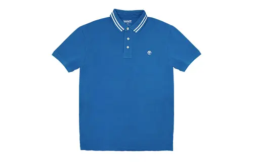 Timberland Polo Shirts Men's Blue Polo Collar Moderate Straight Fit