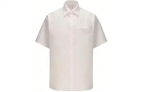 PRADA Short-sleeve Triangle-logo Cotton Shirt