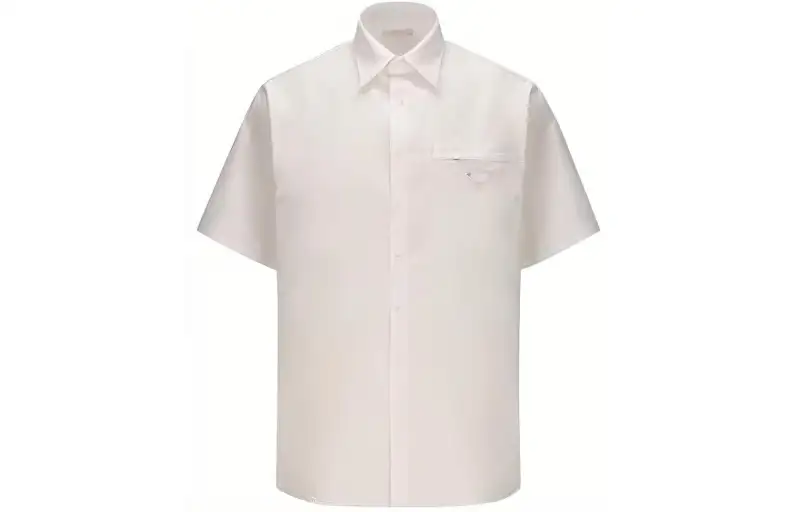 PRADA Short-sleeve Triangle-logo Cotton Shirt