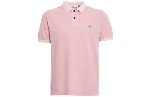 STONE ISLAND Polo Shirts Men's Pink Polo Collar Moderate Straight Fit
