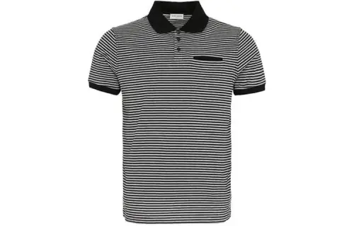 SAINT LAURENT Polo Shirts Men's Black Polo Collar Moderate Other