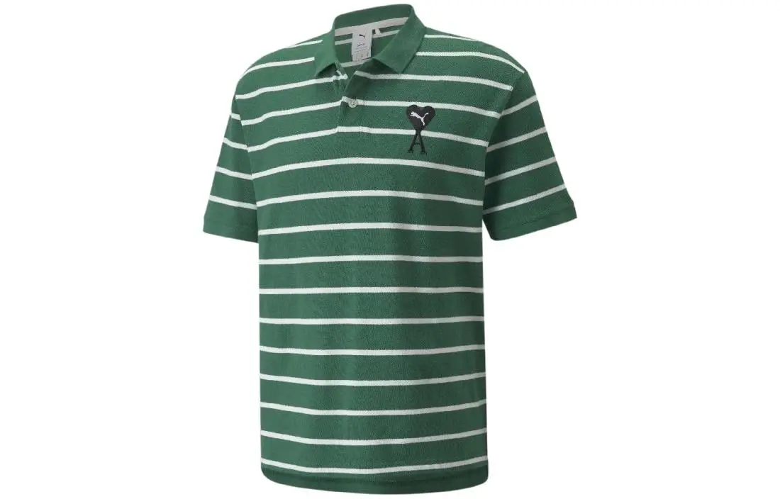 PUMA X AMIPARIS Puma X Ami Co-Branded Series Polo Shirts Men's Verdant Green Polo Collar Moderate Straight Fit