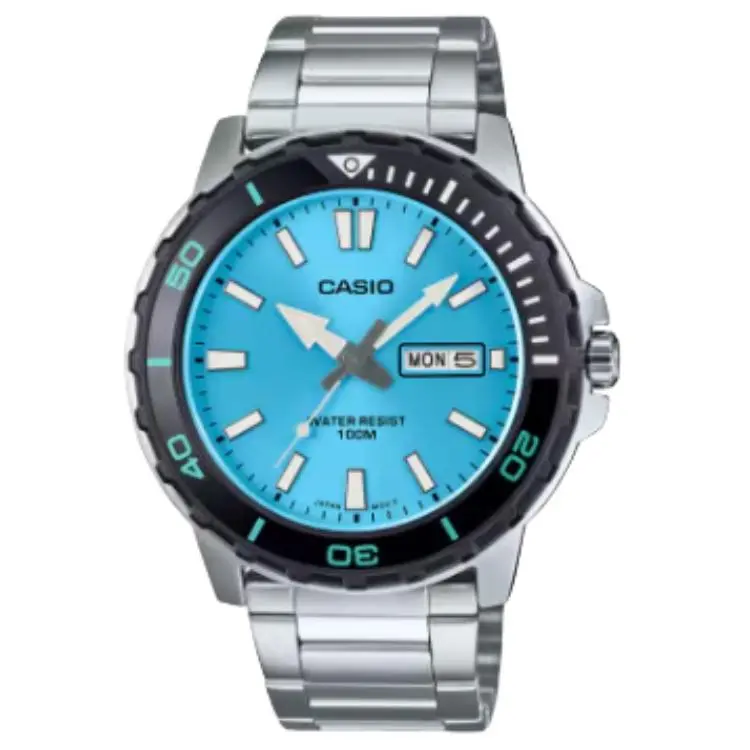 CASIO Quartz Movement Stainless Steel Strap Watch Unisex Blue Dial