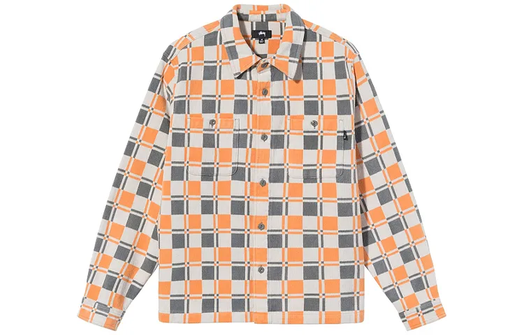 Stussy Shirts Men's Orange Lapel Moderate Other
