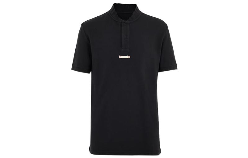 Maison Margiela Mason Margiela SS22 snap-button collar solid color straight hem short-sleeved polo shirt men's black