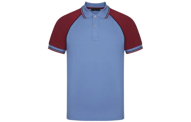 PRADA Polo Shirts Men's Blue Polo Collar Moderate Straight Fit