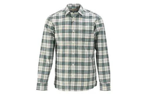 Burberry Shirts Men's Green Plaid Pointed Collar Moderate Shirt