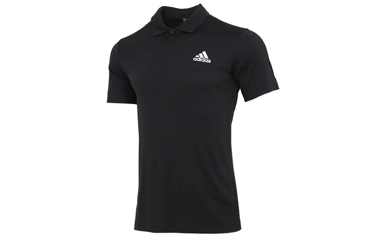 Adidas Polo Shirts Men's Black Polo Collar Moderate Straight Fit