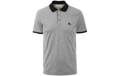 Burberry Polo Shirts Men's Dark Gray Polo Collar Moderate Straight Fit