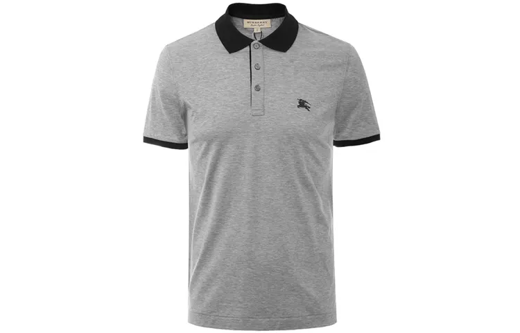 Burberry Polo Shirts Men's Dark Gray Polo Collar Moderate Straight Fit