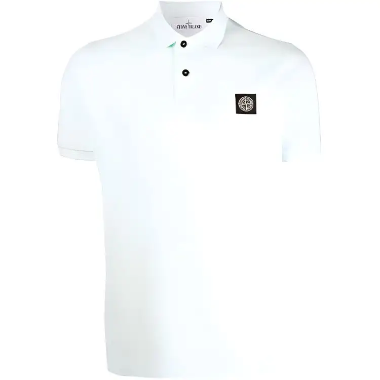 STONE ISLAND Polo Shirts Men's Light Green Polo Collar Moderate Straight Fit