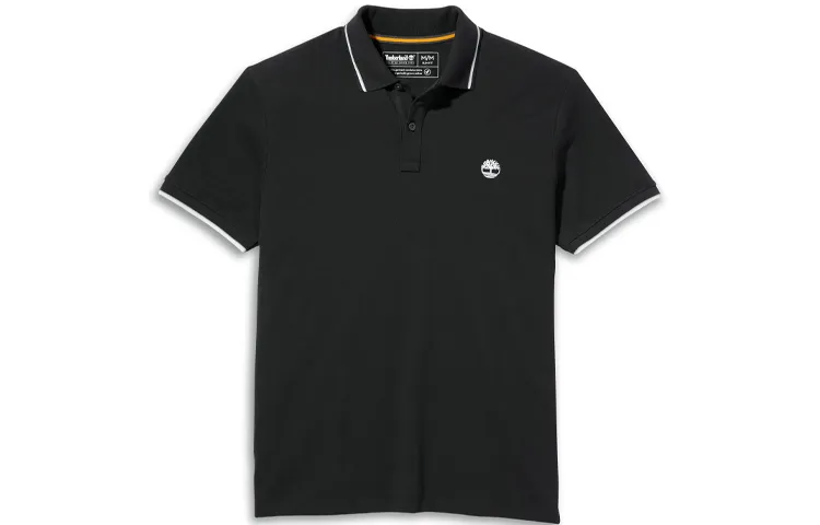Timberland Polo Shirts Men's Black Polo Collar Moderate Straight Fit